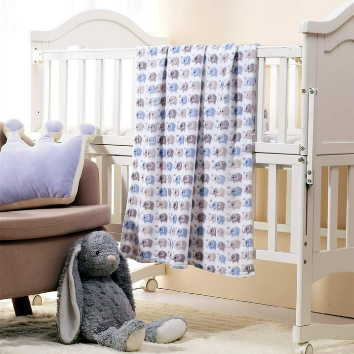 CREVENT Blue Elephant Cozy Warm Baby Blanket, Infant Toddler Newborn, Unisex, 30"X40"