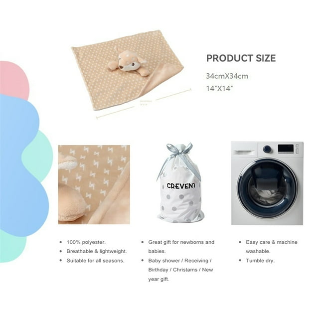 CREVENT Cozy Plush Baby Security Blanket, Loveys for Baby Girls and Boys, Birthday Gift(Brown Deer)
