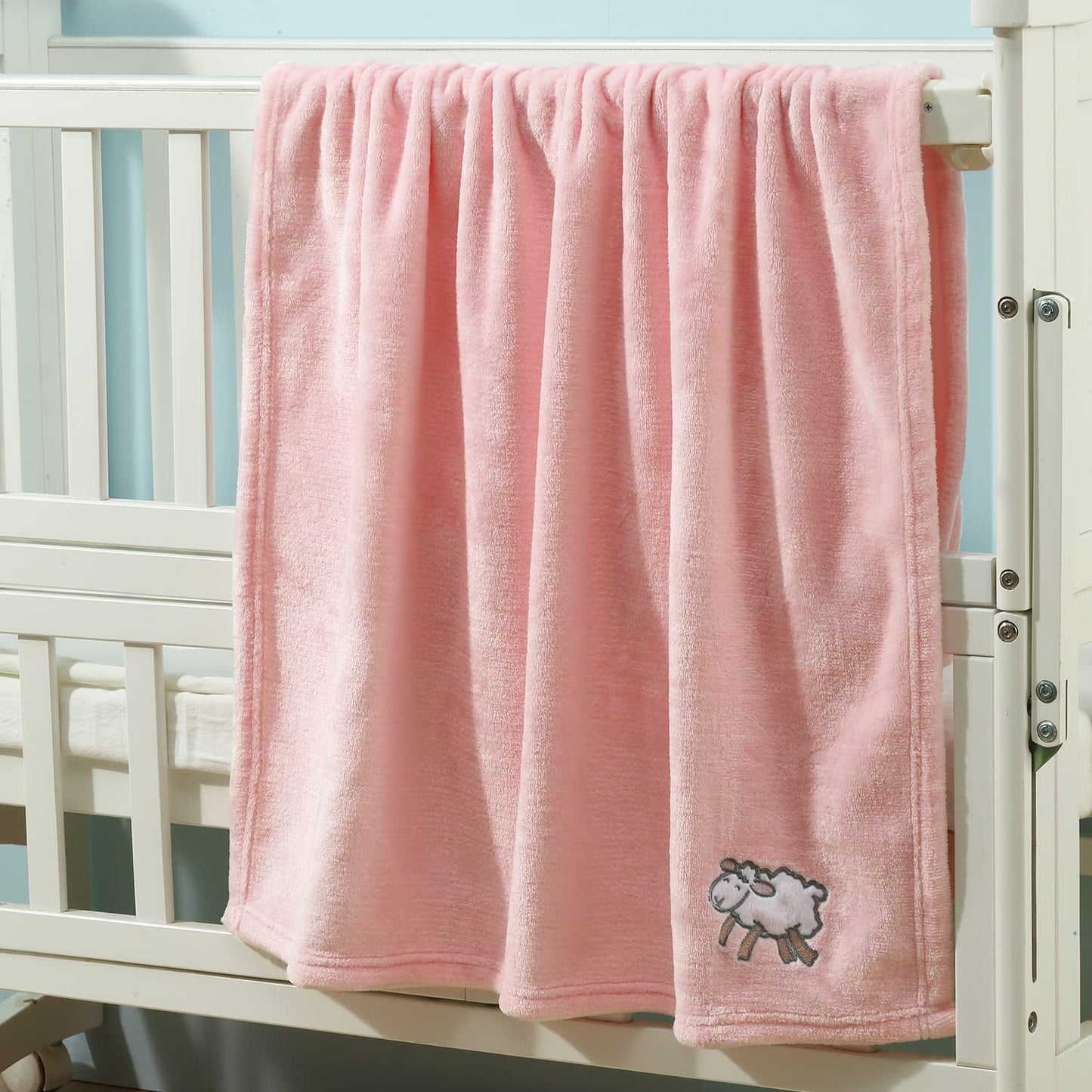 CREVENT 30''X40'' Light Cozy Plush Fluffy Warm Fleece Stroller Baby Blanket for Girl Infant Toddler Crib Cot Stroller, Baby Birthday Pink Sheep