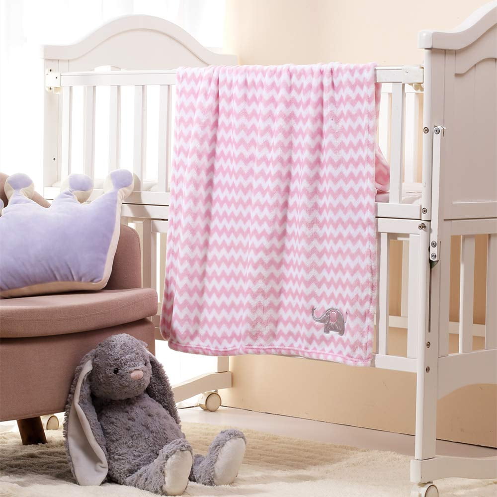 CREVENT Cute Plush Baby Blanket for Infant Girls, Giftable Suitable, 30"X40", Pink Elephant