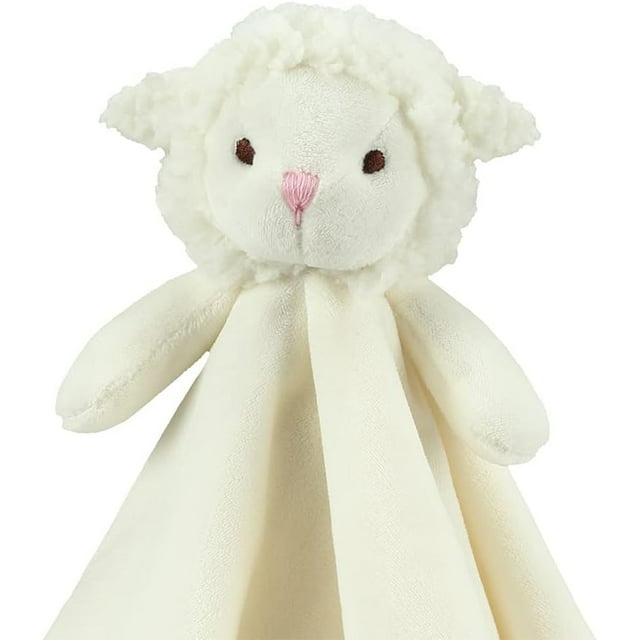 CREVENT Cozy Plush Baby Security Blanket Loveys for Baby Girls Boys, Minky Front and Back with Animal Face (Ivory Sheep)
