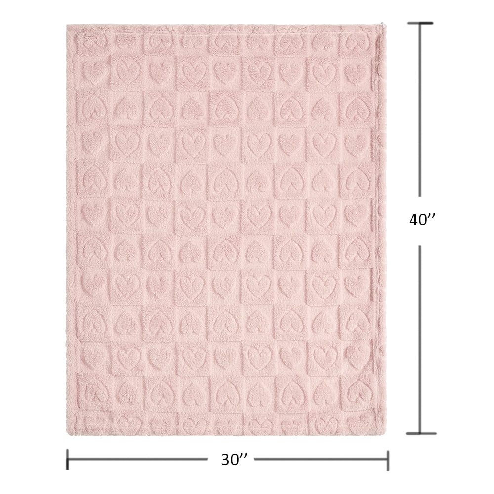 CREVENT Plush Soft Baby Blanket Receiving Blankets Heart Checkered for Girls Boys, for Infant Toddler Crib Stroller,30''×40'',Light Pink