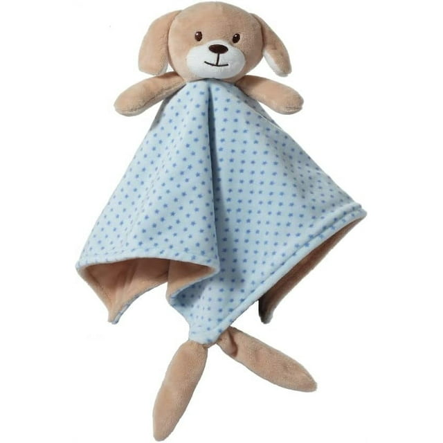 CREVENT Soft Plush Animal Face Security Blankets for Boys and Girls, Great Gifts for Birthday Baby Shower (Blue Dog + Tag)