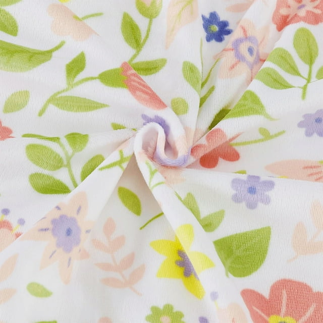 CREVENT Minky Sherpa Warm Baby Blanket for Girls Boys, Soft Plush Receiving Blanket for Newborns, 30''x40'', Colorful Daisy