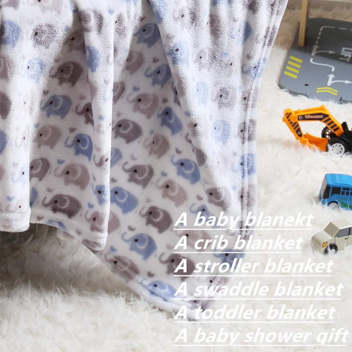 CREVENT Blue Elephant Cozy Warm Baby Blanket, Infant Toddler Newborn, Unisex, 30"X40"