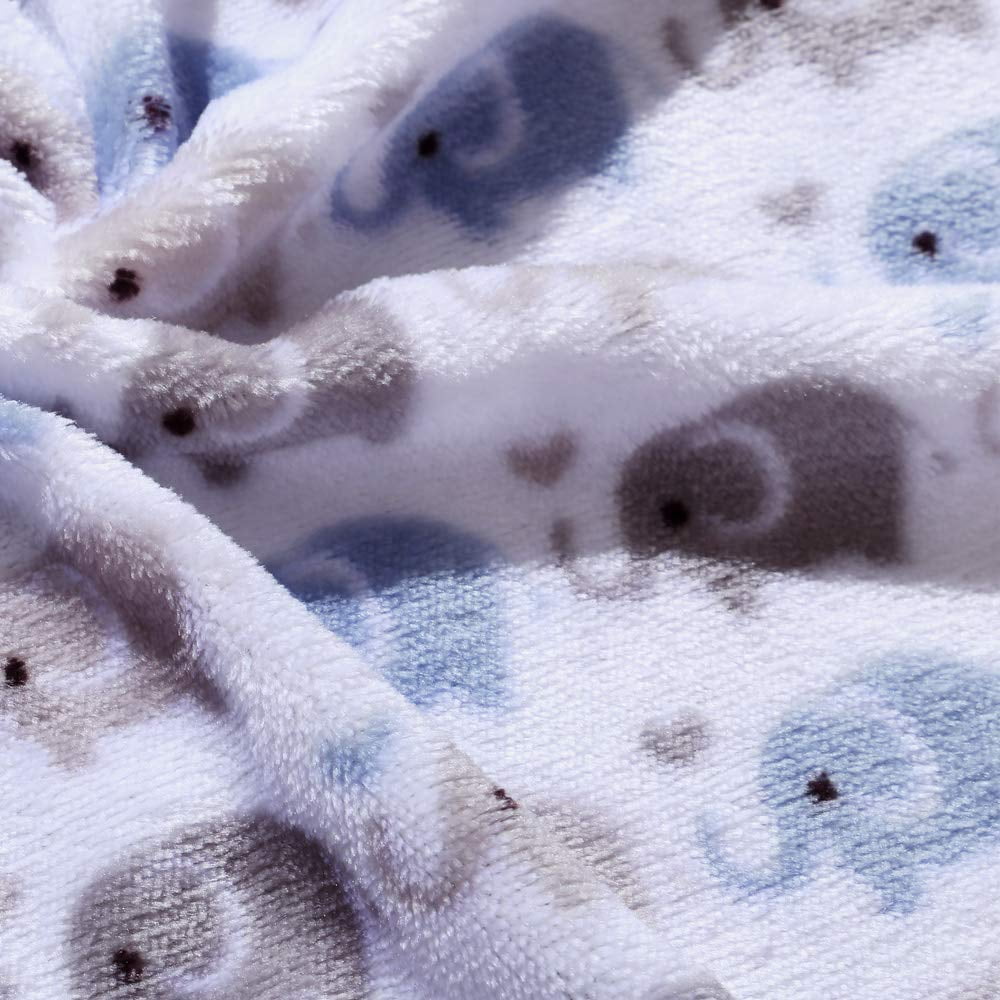 CREVENT Blue Elephant Cozy Warm Baby Blanket, Infant Toddler Newborn, Unisex, 30"X40"