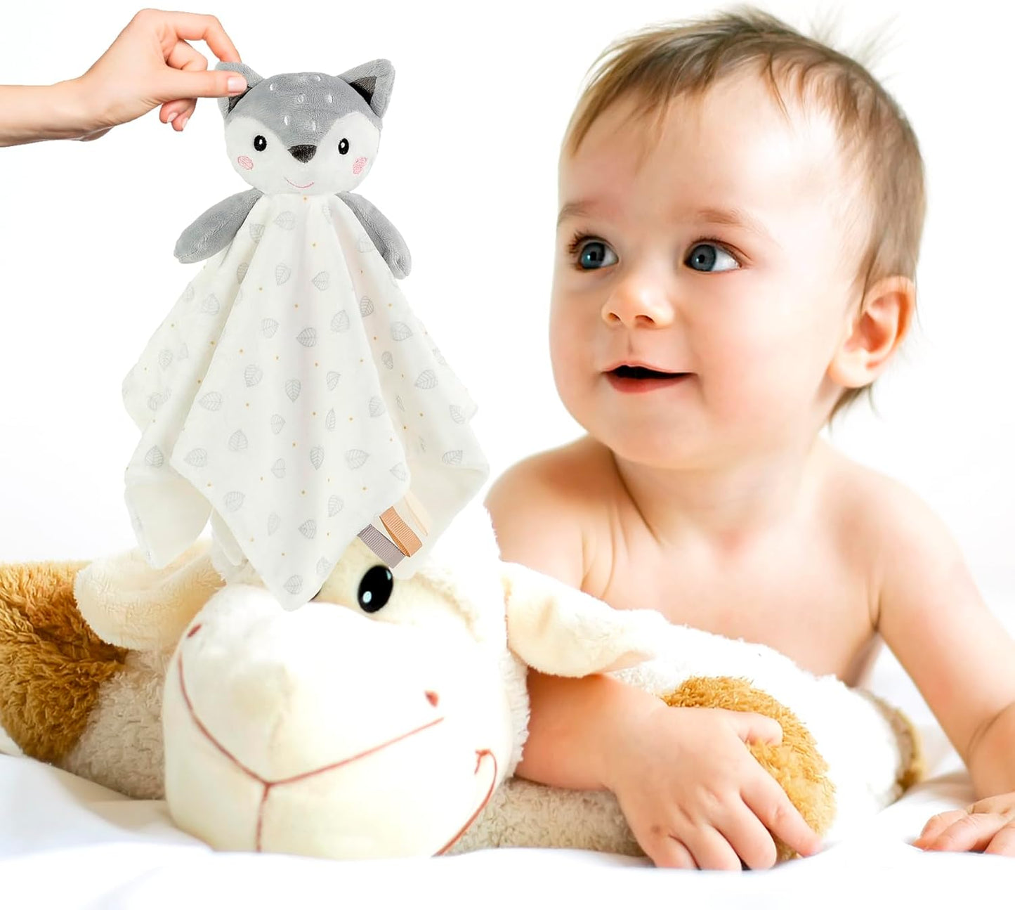 CREVENT Cozy Plush Baby Security Blanket, Loveys for Baby Girls and Boys,Birthday,Grey Deer
