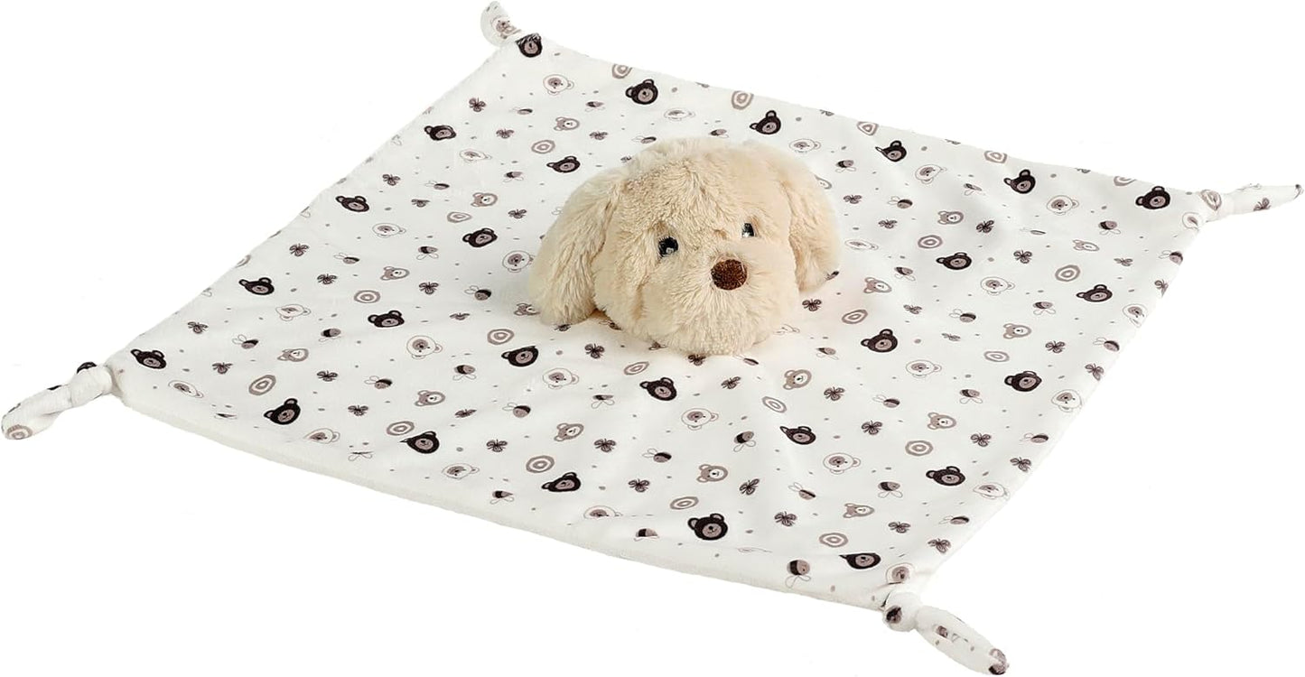 CREVENT Cozy Plush Baby Security Blanket, Loveys for Baby Girls and Boys,White Dog