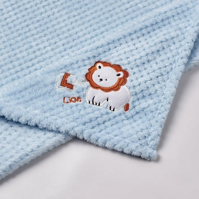 CREVENT Cute Cozy Fluffy Warm Baby Blanket Nap Throws for Girls Boys Infants , Baby Shower Birthday Newborn's Gift , Blue White Lion, 30''X40''