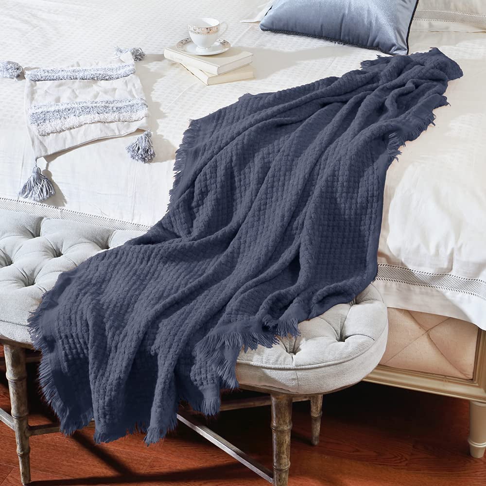 CREVENT Farmhouse Waffle Knit Throw Blanket for Couch Sofa Chair Bed Home Decoration, Soft Warm Cozy Light Weight for Spring Summer Fall (50''X60'' Navy Blue) 4.4 stars out of 78 reviews (4.4)| 78 ratings