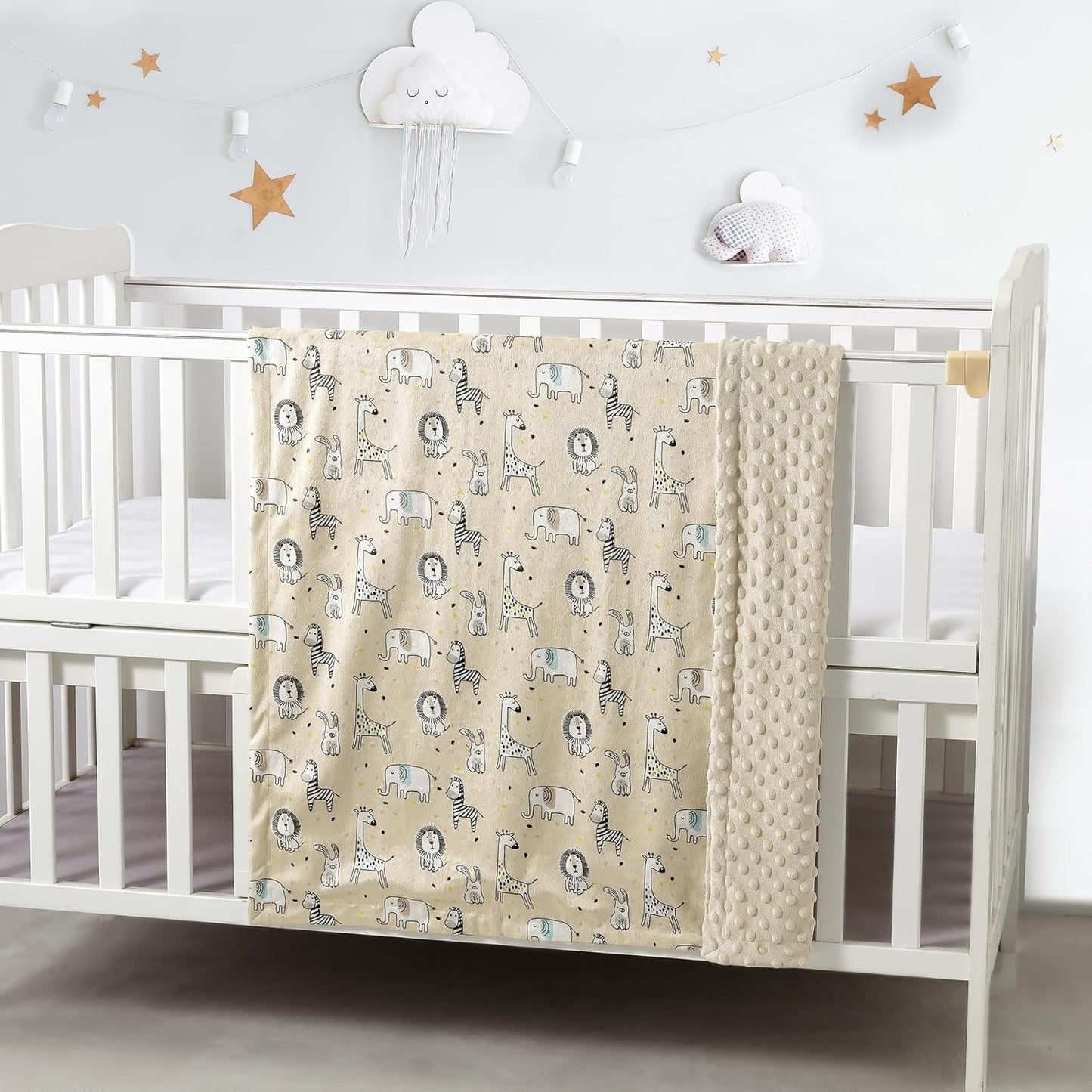 CREVENT Cozy Soft and Warm Mink Baby Blanket, Gift Packing with Ribbon for Newborn Infant Toddler's Crib Cot Stroller, for All Season Use (30"X40" Zoo)