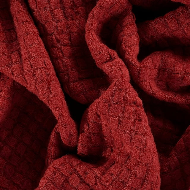 CREVENT Farmhouse Boho Knitted Throw Blanket for Couch Sofa Chair Bed Home Decoration, Soft Warm Cozy Light Weight for Spring Summer Fall, 50''X60'' ,Christmas Red