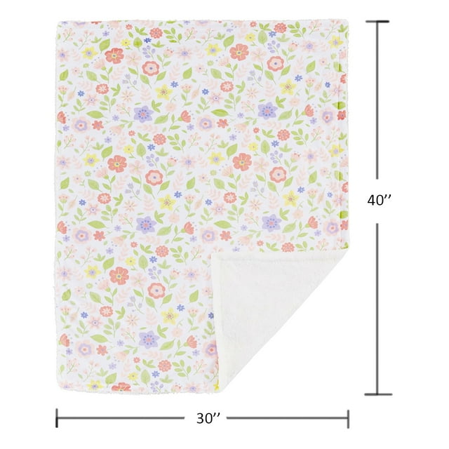 CREVENT Minky Sherpa Warm Baby Blanket for Girls Boys, Soft Plush Receiving Blanket for Newborns, 30''x40'', Colorful Daisy