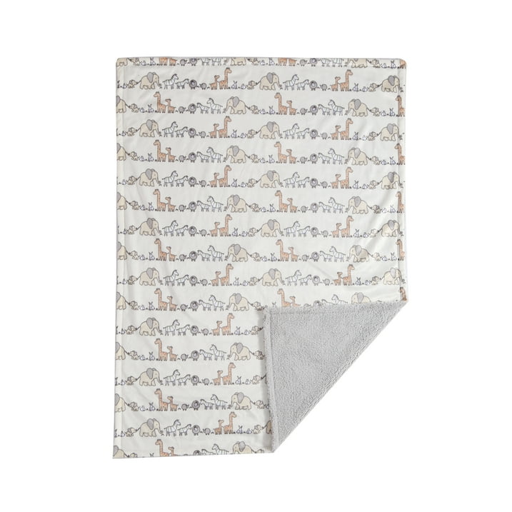 CREVENT Minky Sherpa Baby Blanket for Girls Boys, Soft Plush Receiving Blanket for Newborns - 30x40 Inches (Ivory Animals)