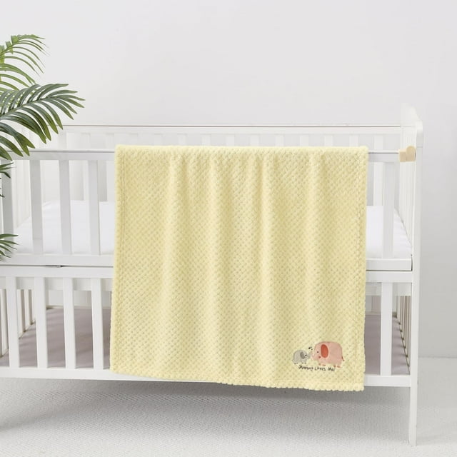 CREVENT 30''X40'' Cute Warm Baby Blanket for Girls Infants Toddlers' Bedding Crib Cot Stroller, Baby Shower Birthday Newborn's Gift, 75X100cm, Yellow Elephant