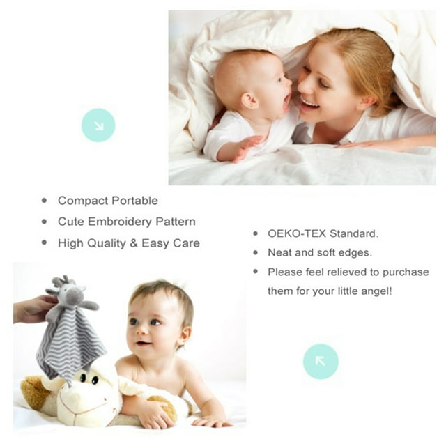 CREVENT Soft Plush Animal Face Security Blankets for Boys and Girls, Great Gifts for Birthday Baby Shower (Grey Zebra)