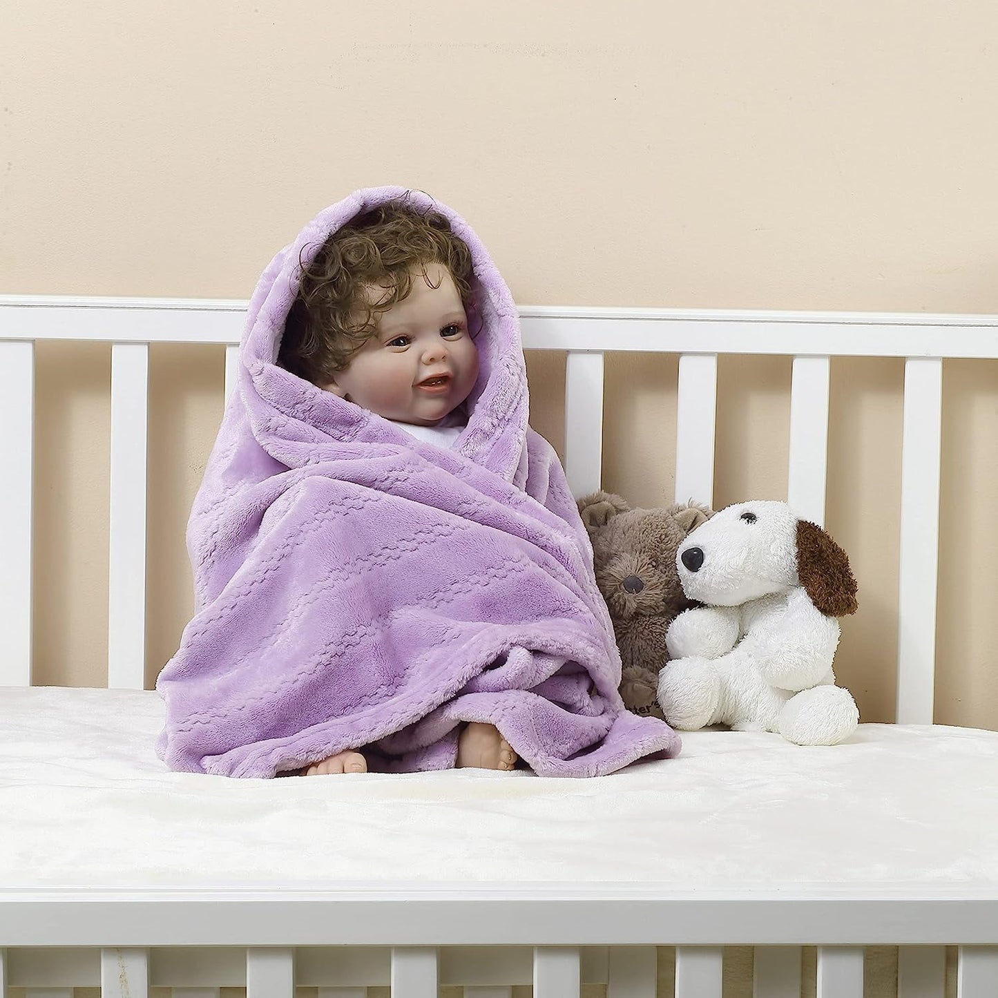 CREVENT 30''X40'' Soft Cozy Warm Baby Blankets for Boys Girls Solid Color - All Season Use - Newborn Essentials (Lavender)