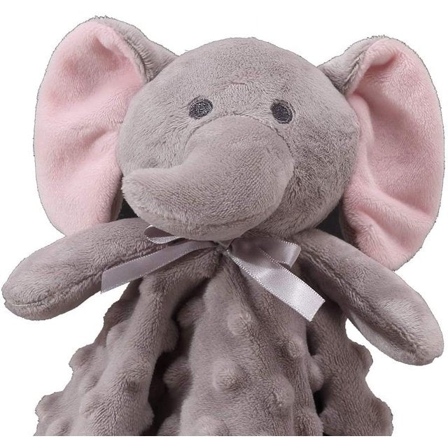 CREVENT Plush Cozy Lovey Security Blanket Gift SET, for Newborn Boy or Girl,Unisex, 2 items,Ivory Sheep+Grey Elephant