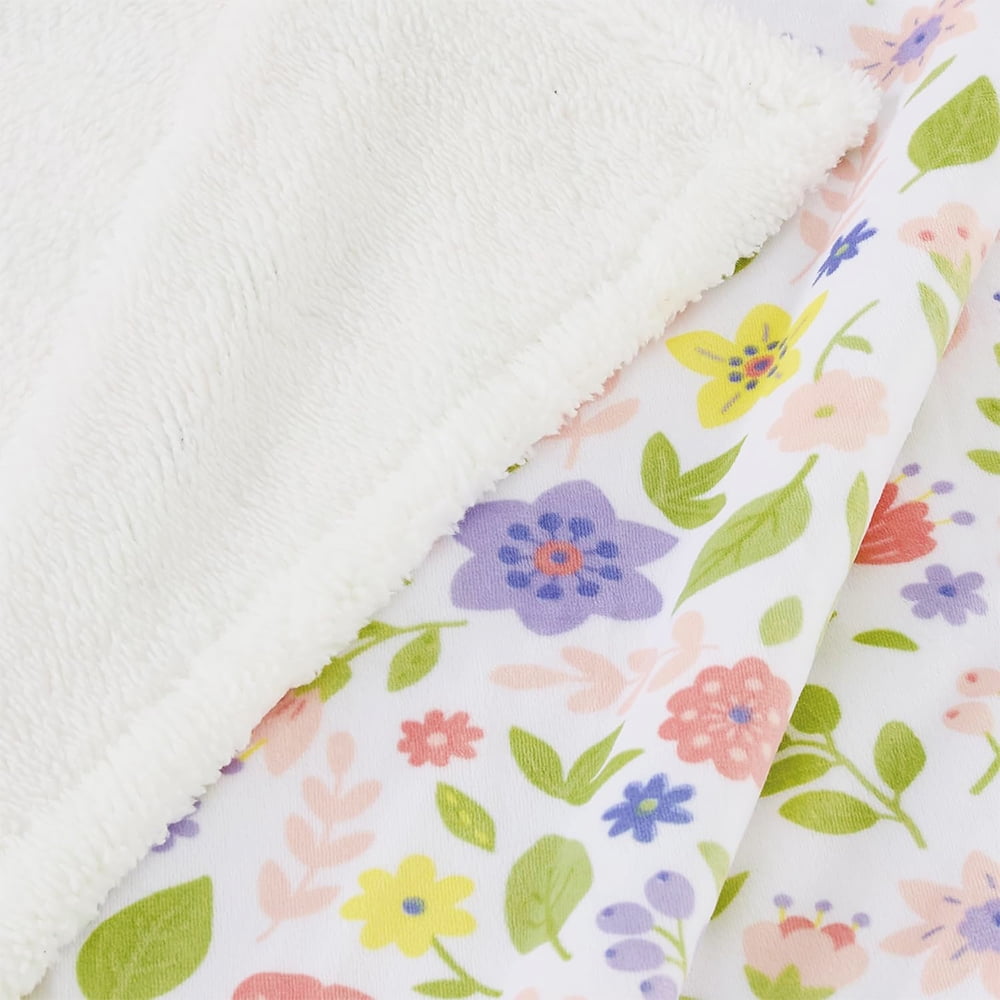 CREVENT Minky Sherpa Warm Baby Blanket for Girls Boys, Soft Plush Receiving Blanket for Newborns, 30''x40'', Colorful Daisy