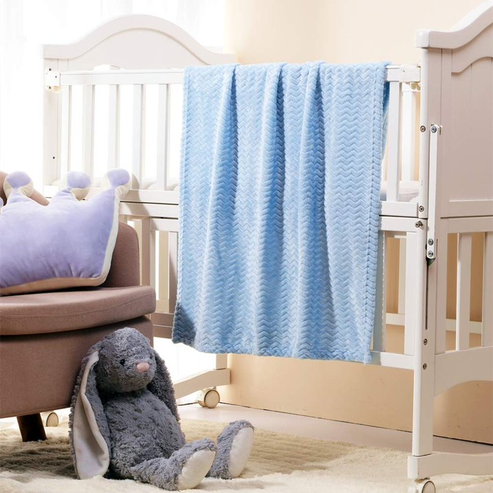 CREVENT 30''X40'' Cozy Fluffy Warm Fleece Infant Blanket for Girls & Boys Toddler Crib Cot Stroller (Wave Blue)