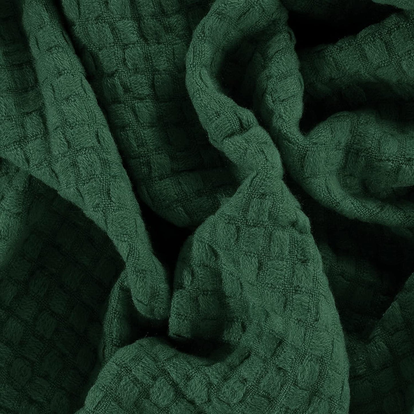 CREVENT Farmhouse Boho Knitted Throw Blanket for Couch Sofa Chair Bed Home Decoration, Soft Warm Cozy Light Weight for Spring Summer Fall (50''X60'' Christmas Green)