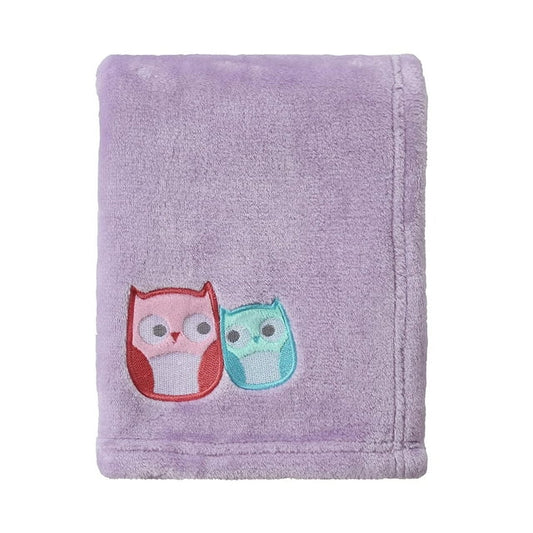 CREVENT 30''X40'' Cozy Fluffy Warm Fleece Baby Nursery Blanket for Unisex Infant Toddler Crib Cot Stroller - Lavender Owl