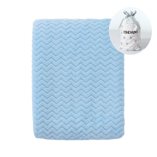 CREVENT 30''X40'' Cozy Fluffy Warm Fleece Infant Blanket for Girls & Boys Toddler Crib Cot Stroller (Wave Blue)