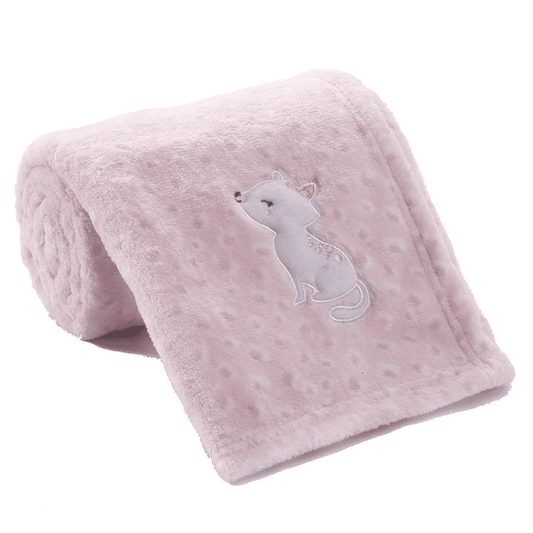CREVENT Cute Plush Cozy and Warm Fleece Baby Blanket for Girls Infant Toddler Crib Cot Stroller, 30''X40'', Pink Cat