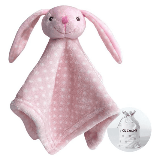 CREVENT Plush Ring Baby Security Blanket for Baby Boys and Girls, Baby shower Birthday Gift, Unisex, Ring Bunny