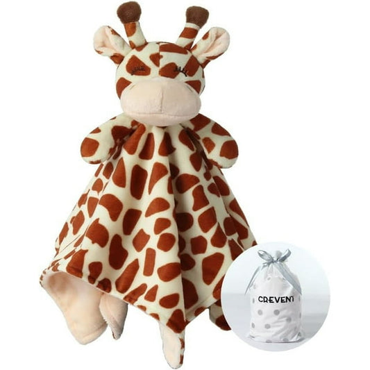 CREVENT Soft Plush Animal Face Security Blankets for Boys and Girls, Great Gifts for Birthday Baby Shower(Brown Giraffe)