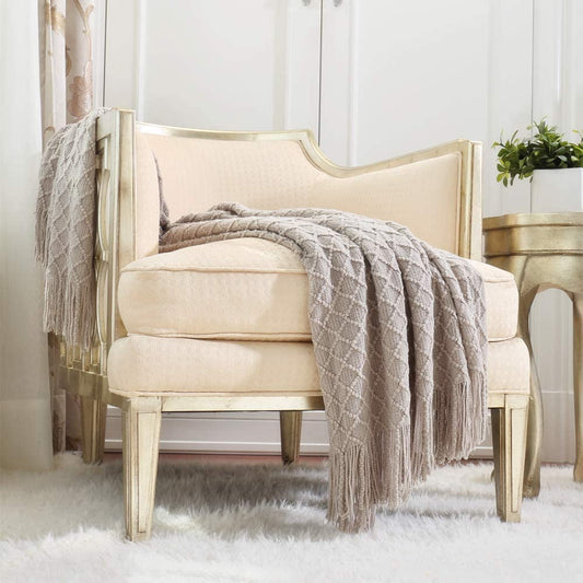 CREVENT Throw Blanket for Couch Sofa Chair Bed Home Decoration, Soft Warm Cozy Light Weight for Spring Summer (50''X60'' Beige/Khaki)