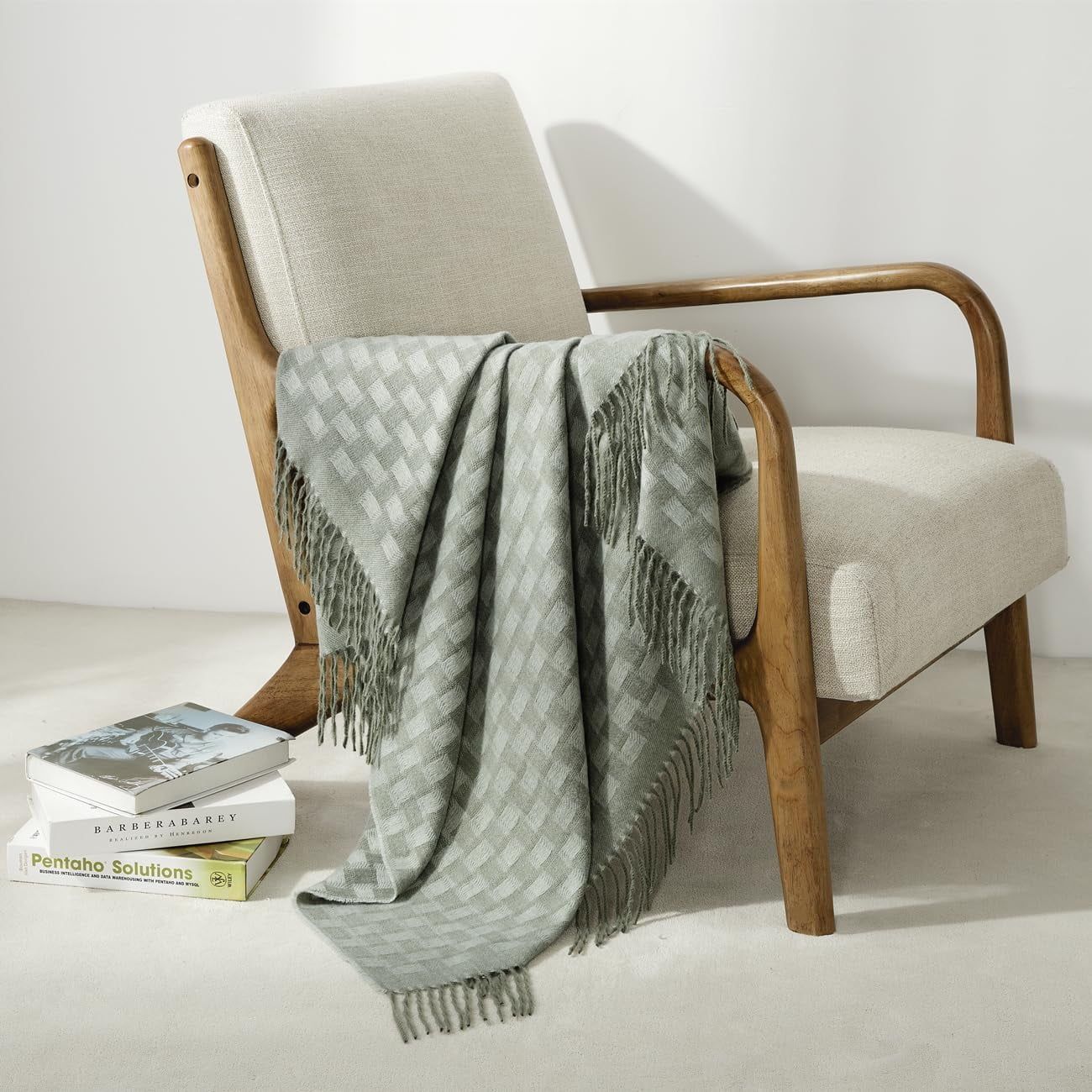CREVENT Wave Line Throw Blanket for Couch Sofa Chair Bed Home Decoration, Super Soft Warm for All Season, 50''X60'', Green