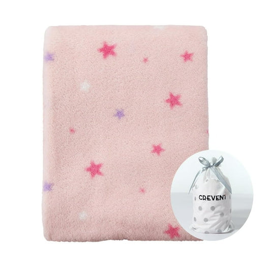 CREVENT 30''X40'' Breathable Soft Cozy Plush Fleece Baby Girls Blanket for Infants Toddlers' Bedding Crib Cot Stroller, Baby Shower Birthday Newborn's Gift - Pink Star