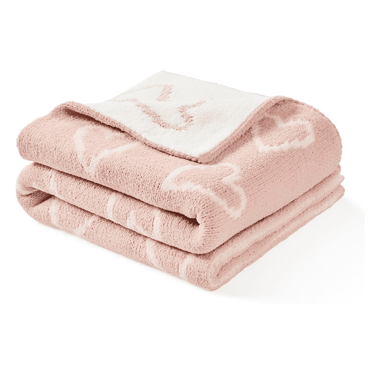 CREVENT 30''X40'' Chenille Warm Baby Blanket for Boys Infants Toddlers' Bedding Crib Cot Stroller, Baby Shower Birthday Newborn's Gift, Unisex,Pink Heart