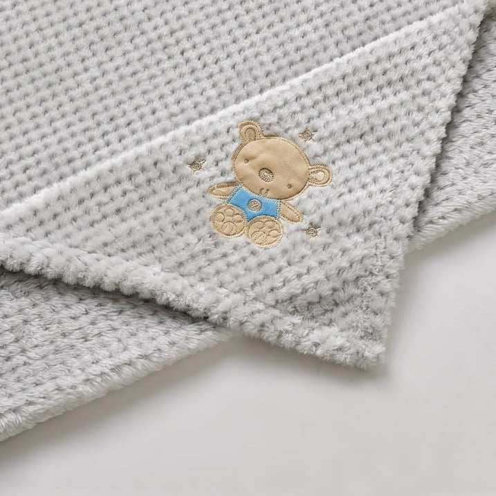 CREVENT Cute Cozy Fluffy Warm Baby Blanket Nap Throws for Girls Boys Infants, Baby Shower Birthday Newborn's Gift, Grey Bear, 30''X40''