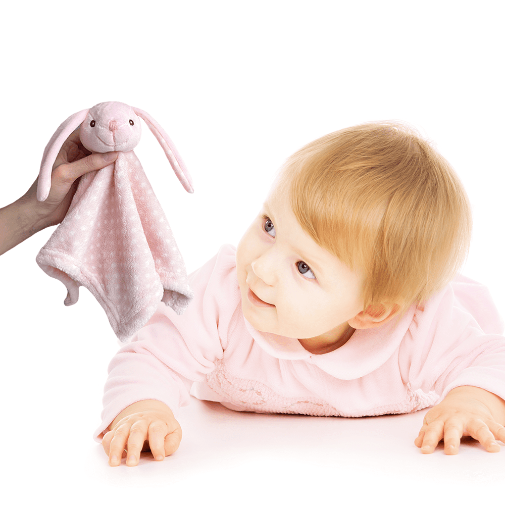 CREVENT Plush Ring Baby Security Blanket for Baby Boys and Girls, Baby shower Birthday Gift, Unisex, Ring Bunny
