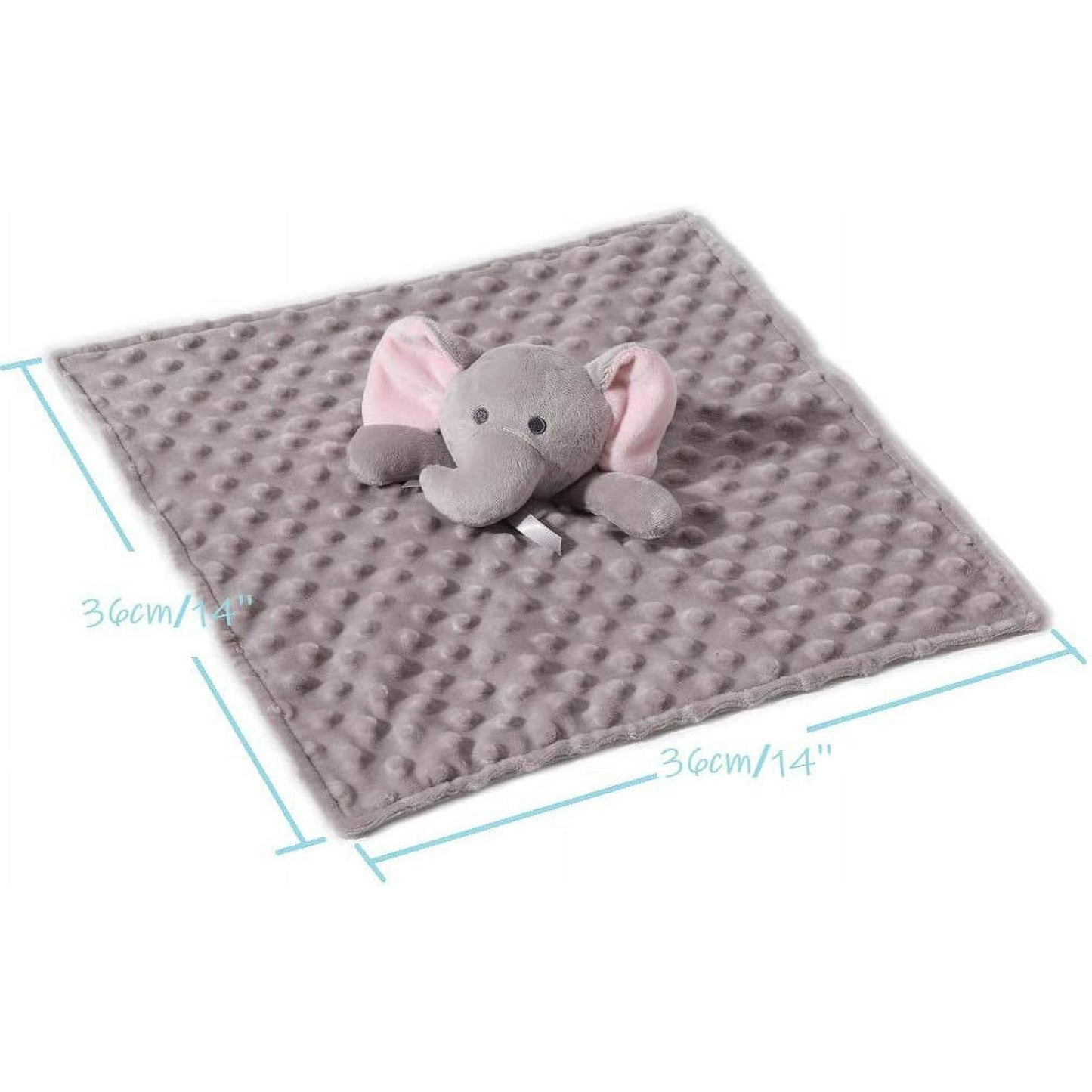 CREVENT Cozy Plush Baby Security Blanket Loveys for Baby Boys and Girls, Minky Dot Front + Sherpa Backing with Animal Face (Grey Elephant)