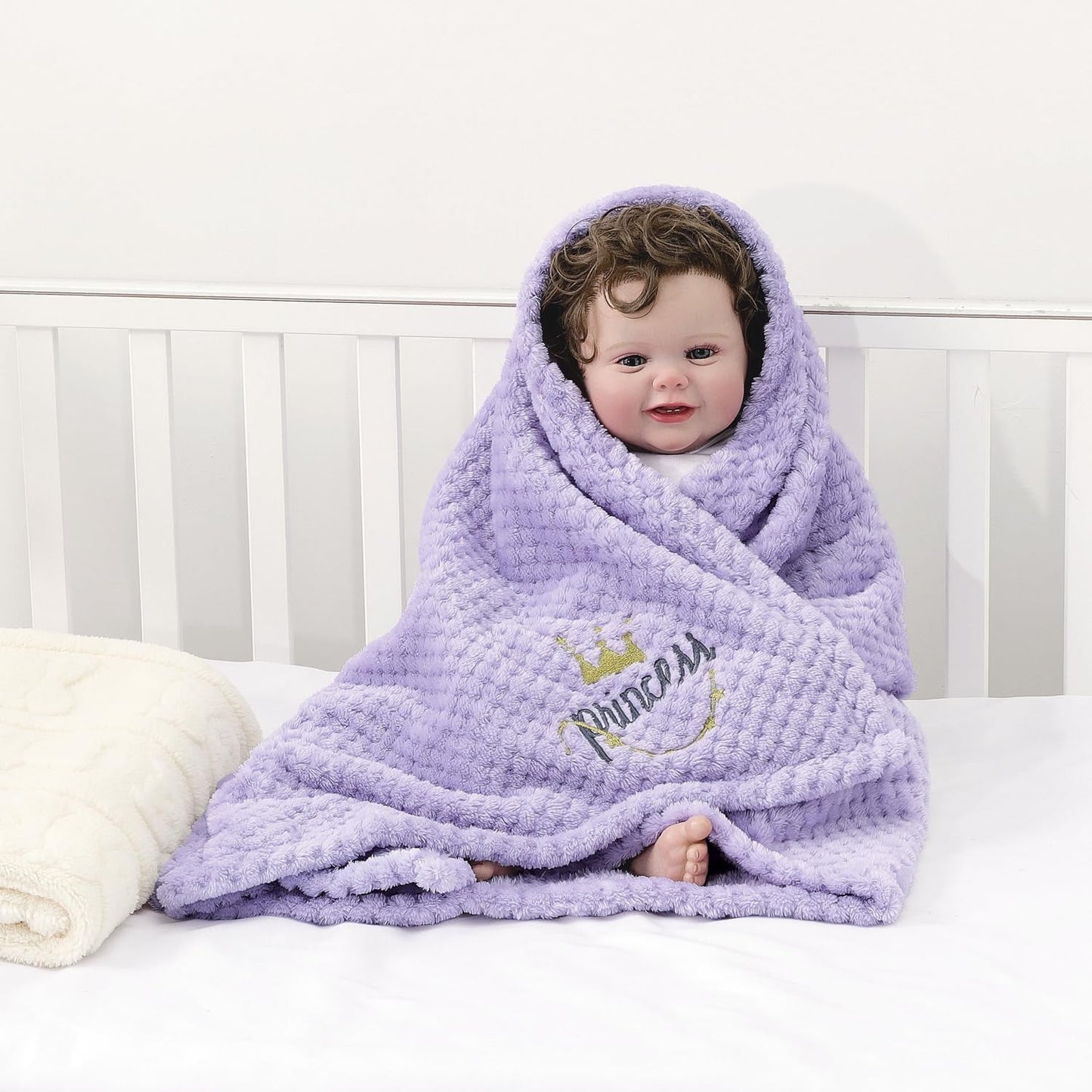 CREVENT 30''X40'' Cute Warm Baby Blanket for Girls Infants Toddlers' Bedding Crib Cot Stroller, Baby Shower Birthday Newborn's Gift,75X100cm,Purple Crown