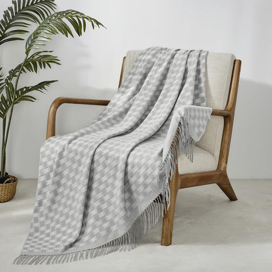 CREVENT Wave Line Throw Blanket for Couch Sofa Chair Bed Home Decoration, Super Soft Warm for All Season, 50''X60'', Grey
