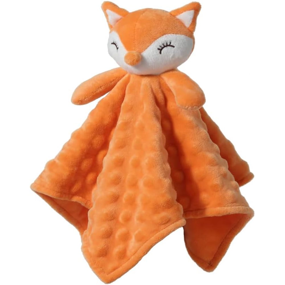 CREVENT Soft Plush Animal Face Security Blankets for Boys and Girls, Great Gifts for Birthday Baby Shower (Orange Fox)