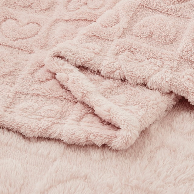 CREVENT Plush Soft Baby Blanket Receiving Blankets Heart Checkered for Girls Boys, for Infant Toddler Crib Stroller,30''×40'',Light Pink