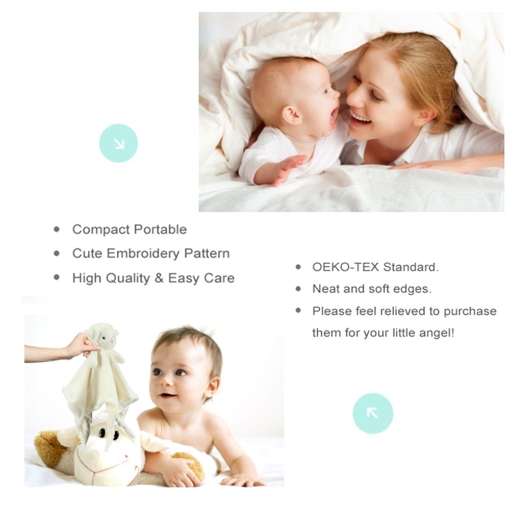 CREVENT Cozy Plush Baby Security Blanket Loveys for Baby Girls Boys, Minky Front and Back with Animal Face (Ivory Sheep)