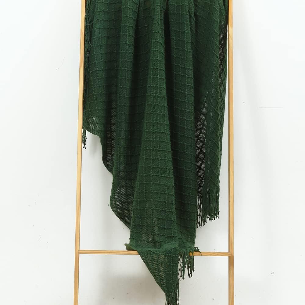 CREVENT Knitted Decorative Throw Blanket for Couch Sofa Chair Bed，Soft Warm Cozy Light Weight for Spring Summer, 50''X60'', Christmas Forest Green