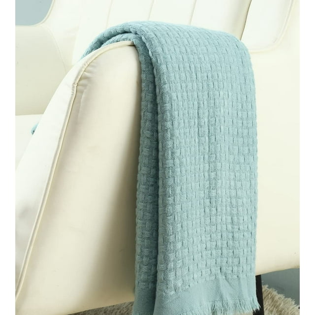 CREVENT Knit Throw Blanket for Couch Sofa Chair Bed Home Decoration, Soft Warm Cozy Light Weight for Spring Summer Fall (50''X60'' Teal Blue)