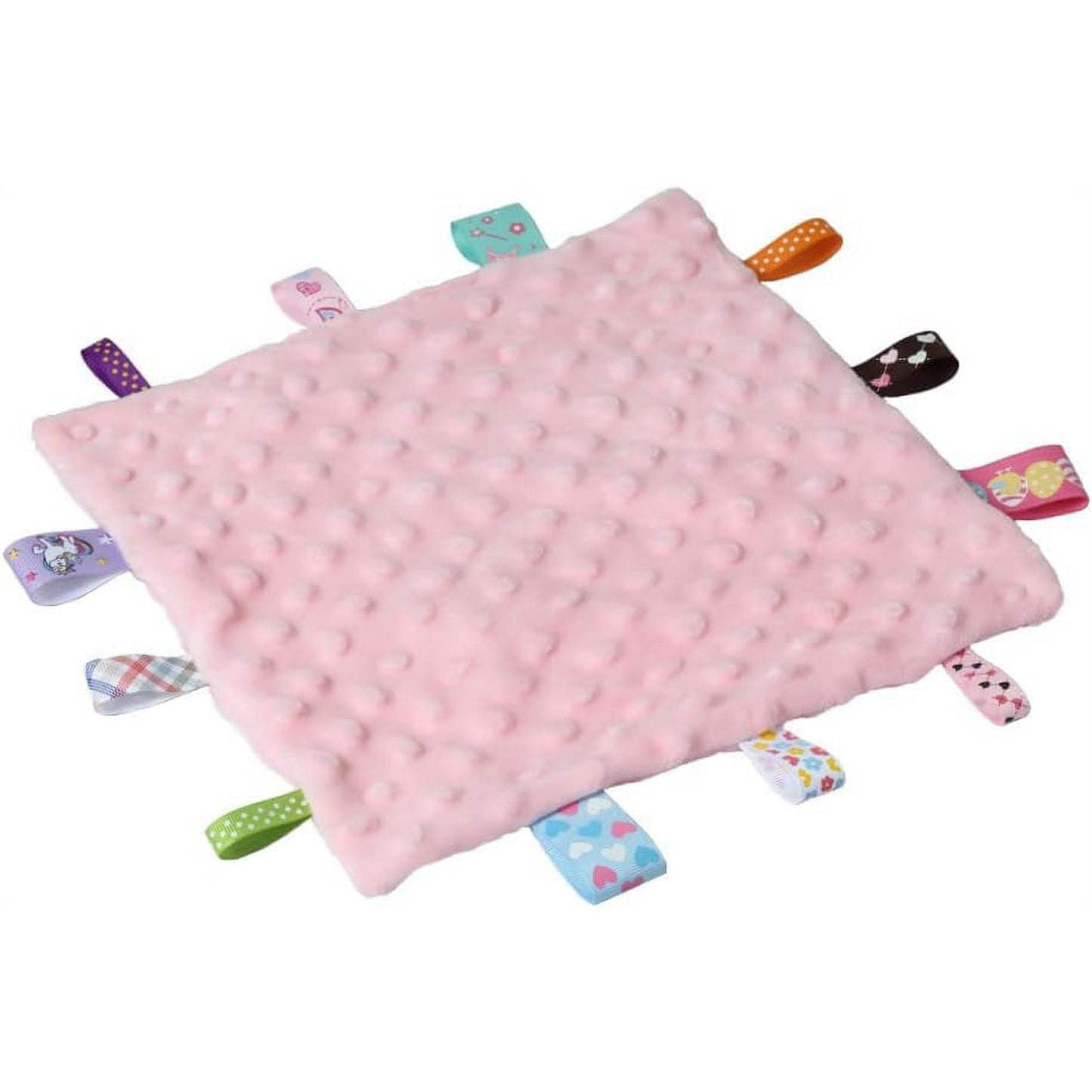 CREVENT Cozy Plush Baby Security Blanket SET for Newborns Baby Boys Girls, Baby Shower Gift, 2 items, Unisex, Pink Bear+Tag