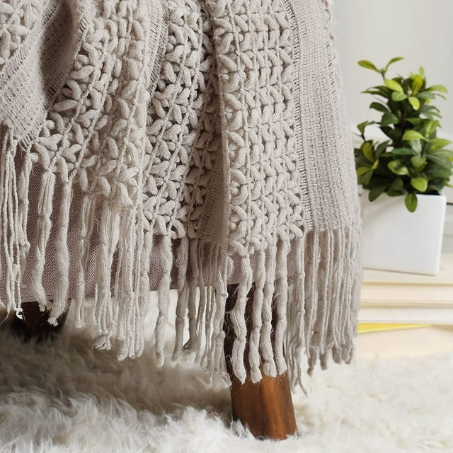 CREVENT Home Decor Couch Sofa Chair Bed Throw Blanket, Soft Warm Cozy Light Weight for Travelling, Giftable for Christmas(50''X60'' Taupe)