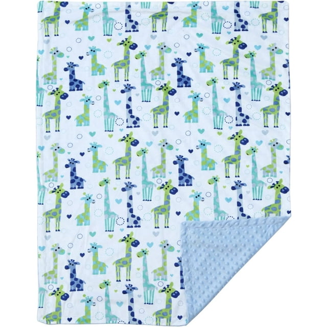 CREVENT Minky Baby Blanket for Boys, Soft Plush Receiving for Newborns - Giraffe 30x40 Inches