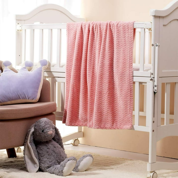 CREVENT 30''X40'' Cozy Fluffy Warm Fleece Infant Blanket for Girls & Boys Toddler Crib Cot Stroller - Pink