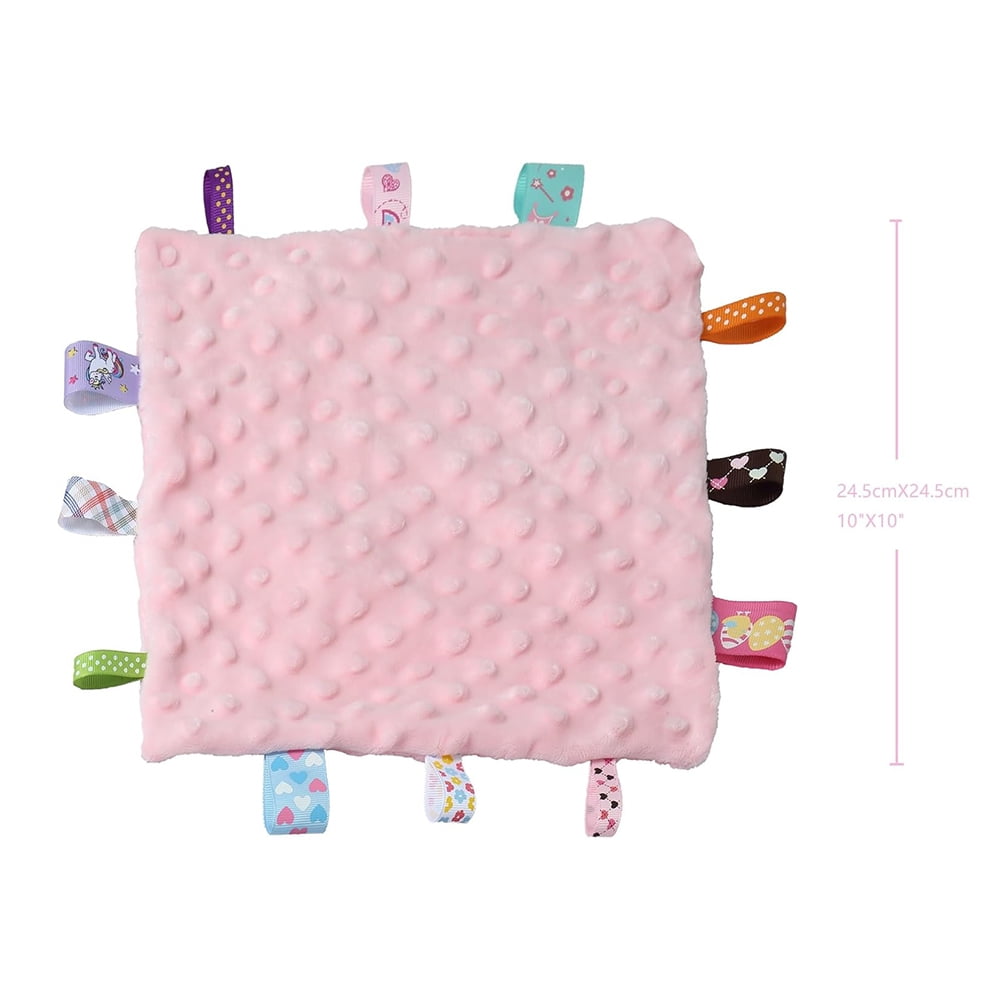 CREVENT Baby Gift Set Storage Basket with 2 Baby Blanket,1 Security Blanket,1 Taggie,1 Gift Bag with Ribbon, Pink, Unisex, 5Items