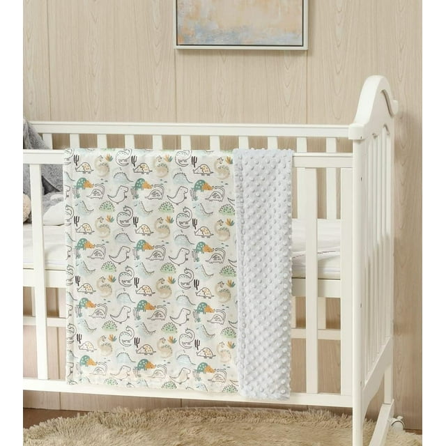 CREVENT Fuzzy Baby Nursery Blanket for Boys Soft Plush Receiving Gift for Newborns, All Season Use - Dinosaur 30x40 Inches